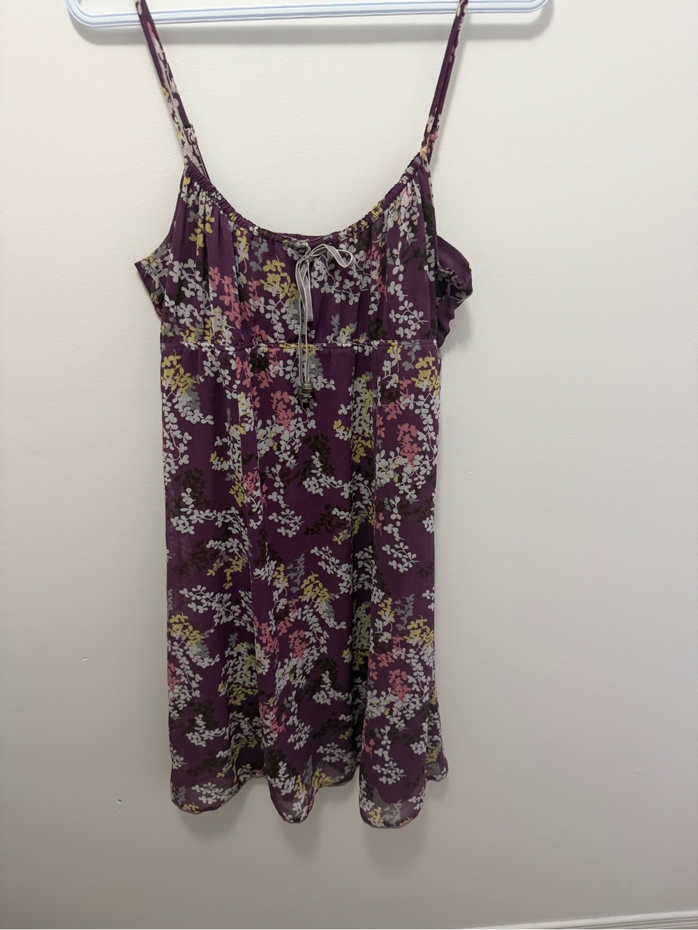 Esprit Purple Floral Dress Women's US 6 Spaghetti Strap Lined Boho Sleeveless